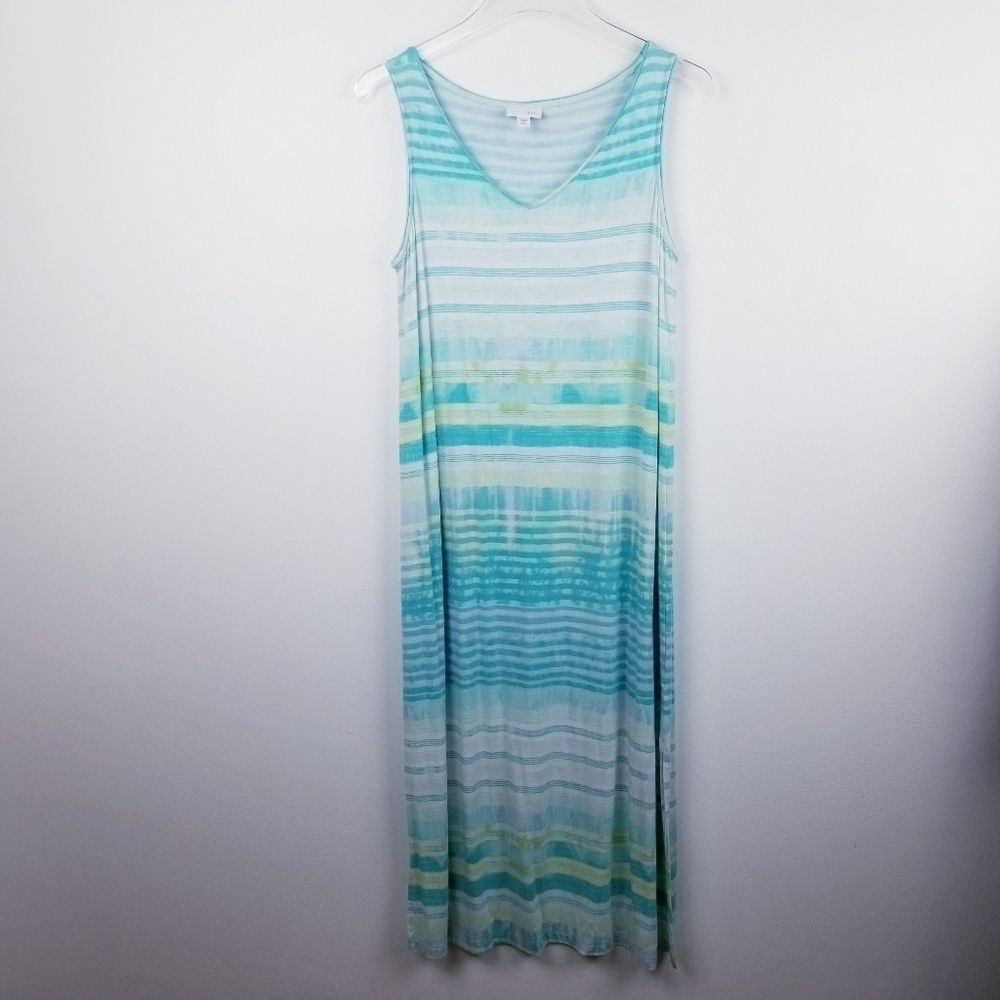 J. Jill Watercolor Striped Tank Midi Dress